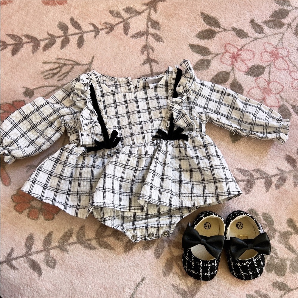 Plaid Baby Dress and Shoe Set